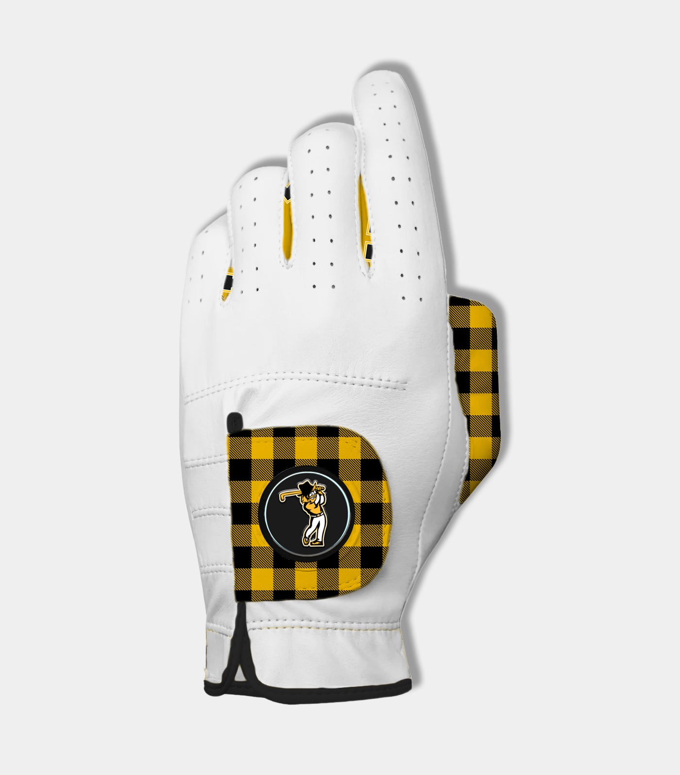 Digital mock-up of a wholesale custom golf glove for App State college golf team.